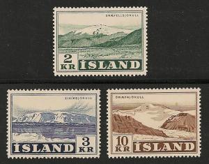 Iceland #302-04 VF MNH - 1957 Glaciers