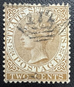 MALAYA 1882 STRAITS SETTEMENTS QV 2c BROWN CA FINE USED SG#50 M5661