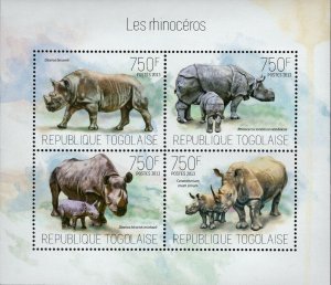 World Wildlife Stamp WWF Rhinoceros Rhino Mambas Noir S/S MNH #4631 / Bl.630