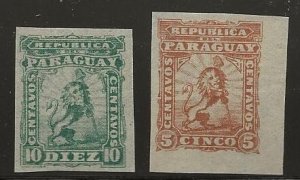 PARAGUAY   SC #  12- 13   MNH  IMPERF