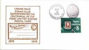 CENTENARY OF THE FIRST UNITED STATES POSTAL CARD CACHET COVER AT LAGUNA HILLS 73