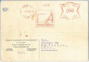 61505  - BOHEMIA MORAVIA - POSTAL HISTORY - RED MECHANICAL POSTMARK on CARD 1940