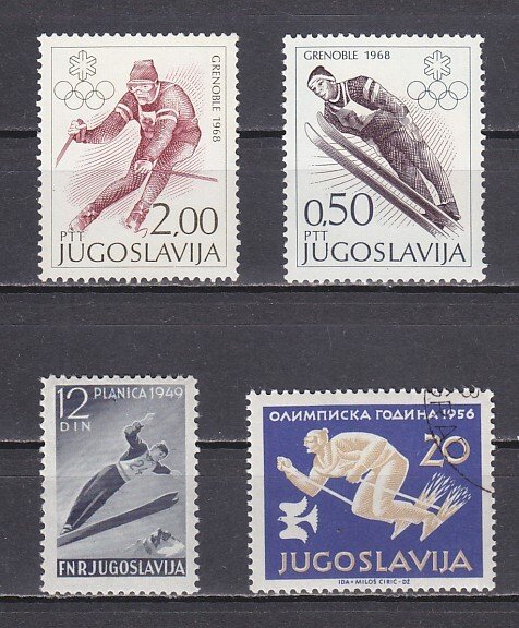 Yugoslavia, Scott Listed. 4 Skiing values. ^