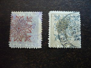 Stamps - Cuba - Scott# 118,119 - Used - e Surcharged and Overprinted