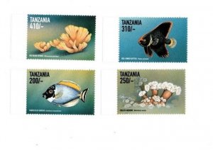 Tanzania 1999 Marine Life - Set of 4 Stamps - MNH