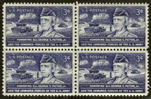 SC#1026 3¢ General George S. Patton Block of Four (1953) MNH