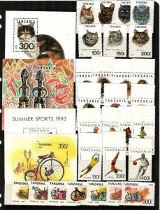 Tanzania Scott 967A // 985P sets and S/S (Catalog Value $47.00)