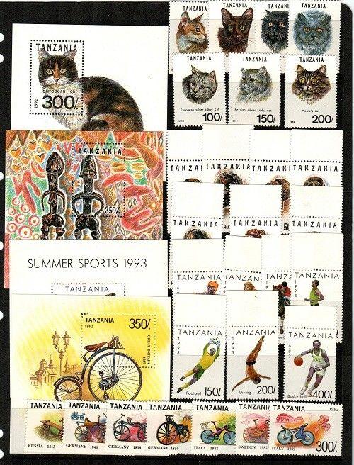 Tanzania Scott 967A // 985P sets and S/S (Catalog Value $47.00)