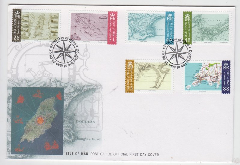 Isle of Man -  2007,  Survey Maps,  set of 6 on FDC