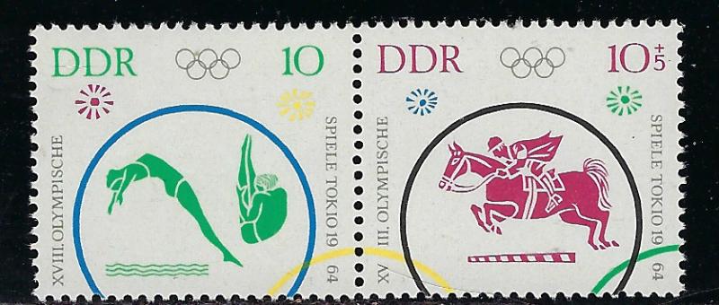 German Democratic Republic Scott # 711 + B119, mint nh, pair, se-tenant