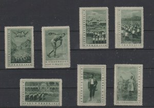 Czechoslovakia- Group of 7 1938 Prague Sports Exposition Advertising Stamps- MH