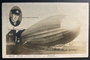 1929 USA LZ 127 Graf Zeppelin First Round The World Flight RPPC Postcard cover