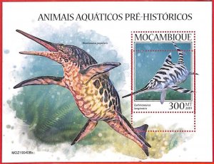 A4249 - MOZAMBIQUE -ERROR MISPERF Souvenir s: 2019 Prehistoric fish, Marine life