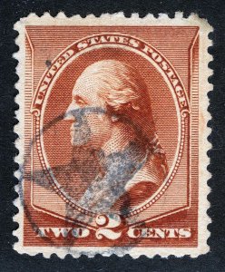 US Sc 210 Red Brown 2¢ 1883 Black Star in Circle Cancel