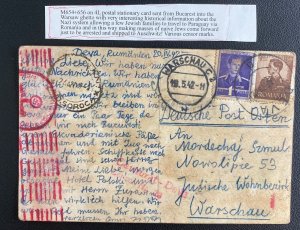 1942 Deva Romania RPpC Postcard Cover To Jewish Ghetto In Warsaw GG Poland