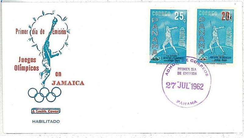 OLYMPIC GAMES - FDC COVER : PANAMA 1962 - OVERPRINTED STAMPS