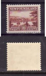 Newfoundland-Sc#143- id13-unused NH 20c Placentia-1923-4- vertical gum line on