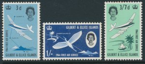Gilbert & Ellice Islands 1964 SG 82-84 Sc 79-81 First Air Service Mint Hinged