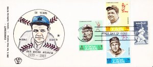 Evanscraft FDC Combo #2046 Babe Ruth Ajman Champions Ruth Musial Wagner  1983