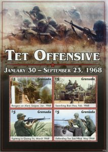 Grenada Military Stamps 2020 MNH Vietnam War Tet Offensive Tanks Guns 4v M/S I