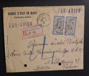 1923 Registered Airmail Morocco Cover Casablanca to Vienna Austria