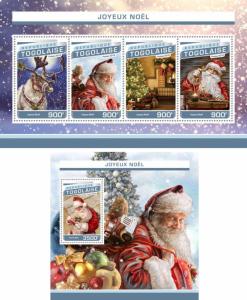 Merry Christmas Santa Claus Deer New Year Togo MNH stamp set