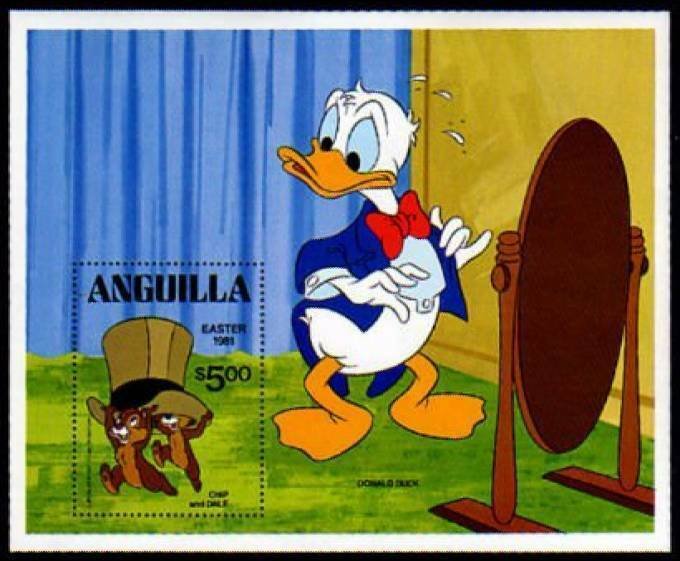Anguilla - Disney Characters, 9 Stamp Set + S/S Scott 434-43 1P-002