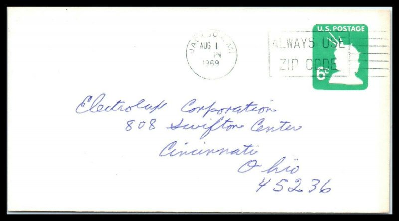 1969 US Cover - Jackson, Michigan to Cincinnati, Ohio N6 