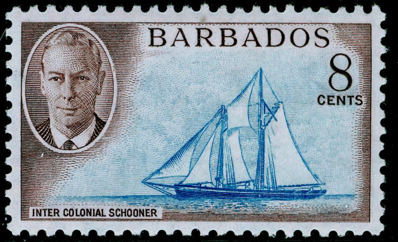 BARBADOS SG276, 8c bright blue & purple-brown, LH MINT. 