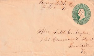 1876: 3 cent Green Entire w/pen cancel Berrys Lick, KY to Lousville, KY (57614)