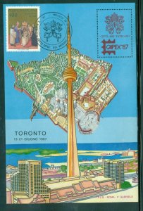 Vatican City 1987 Non-denominational MNH CAPEX sheet wirh #780 cancelled Toronto