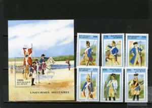 BENIN 1997 Sc#952-958 MILITARY UNIFORMS SET OF 6 STAMPS & S/S MNH