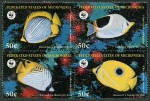 Micronesia 274 ad block,MNH.Michel 583-586. WWF 1997.Fish:Butterfly-fish,