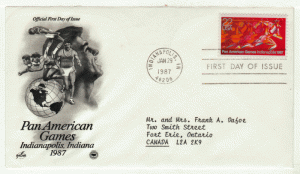 USA First Day Cover # 2247 - 1987 Pan American Games - Art Craft - CPS