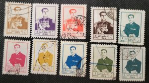 IRAN, 1954-55, Mohammad Reza Pahlavi, #999-1008,used, SCV$5.50