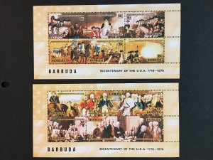 Barbuda 235d, 237d US Bicentennial Souvenir Sheets MNH VF