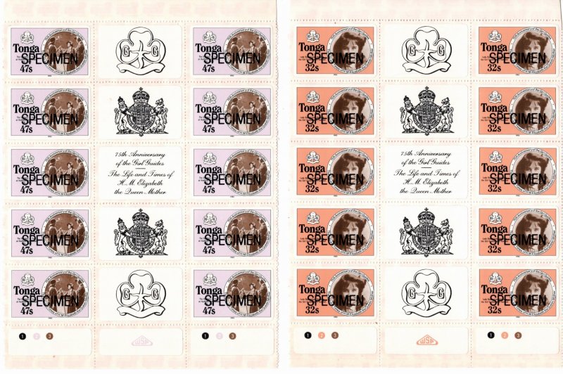 Tonga 1985 MNH Sc 608-11 SPECIMEN sheets of 10