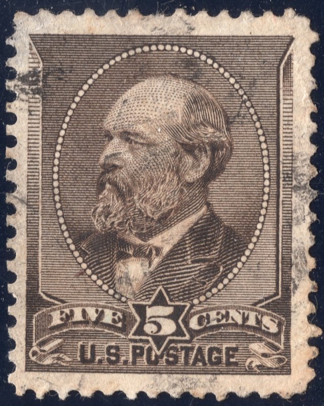 1882 5c yellow brown used James Garfield,  SC205.