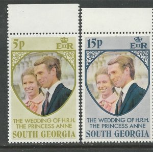 South Georgia # 37-38 Princess Anne Wedding (2) Mint NH