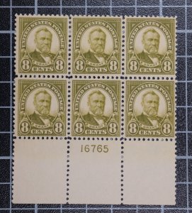 Scott 560 - 8 Cents Grant MNH Plate Block Of 4 Bottom #16765 SCV - $850.00