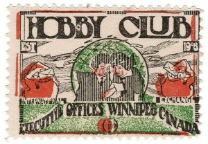 (I.B) Canada Cinderella : Hobby Club Exchange Stamp