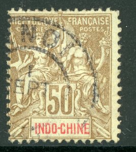 Indo-China 1900 French Colony 50¢ Brown Scott # 18 VFU C256