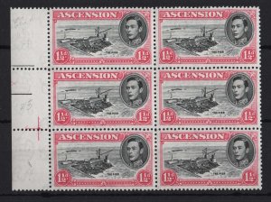 Ascension 1938 1½d black & carmine perf 13 Variety, the davit flaw sg40ea unmo