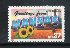3711 * KANSAS GREETINGS  * U.S. Postage Stamp  MNH