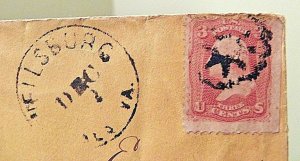 1800s US Stamp w/ Fancy Cancel: Rare Wellsburg, WVa COGWHEEL ~ S-E #GE-P 55...A3