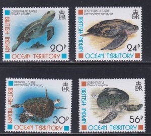 British Indian Ocean Territory # 181-184, Turtles, NH, 1/2 Cat.