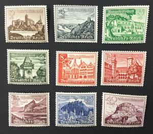 (BJ Stamps) GERMANY, B160-B168, 1939, set of  9, FVF, OG, MNH. CV $53.00