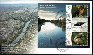 New Zealand 2017 ROYALPEX Exhibition 2017 - Native Birds Minisheet FDC