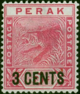 Perak 1895 3c on 5c Rose SG65 Fine MM