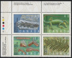 SC#1306-1309 40¢ Prehistoric Canada: 2nd Series Plate Block UL (1991) MNH